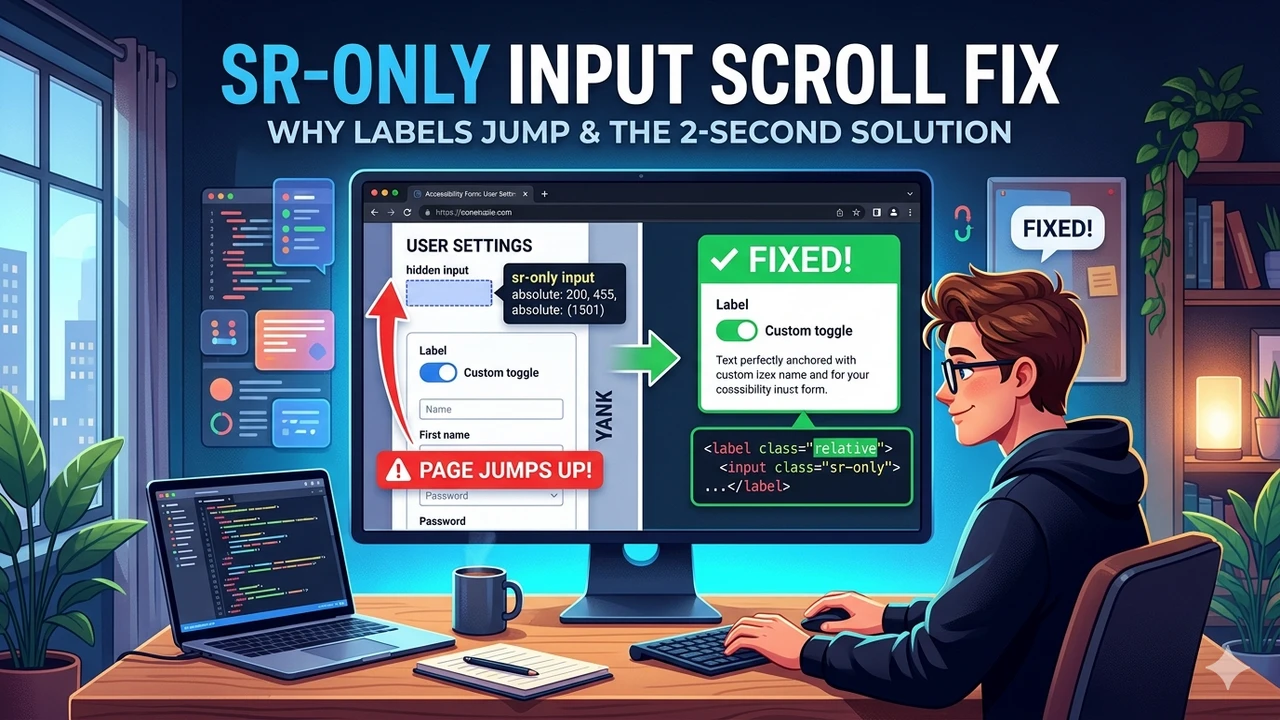 Why Your Page Jumps When Clicking Labels: The `sr-only` Input Bug